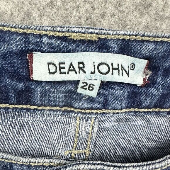 Dear John Joyrich Comfort Skinny Jeans Womens 26 Metallic Medium Wash Stretch - Picture 6 of 16